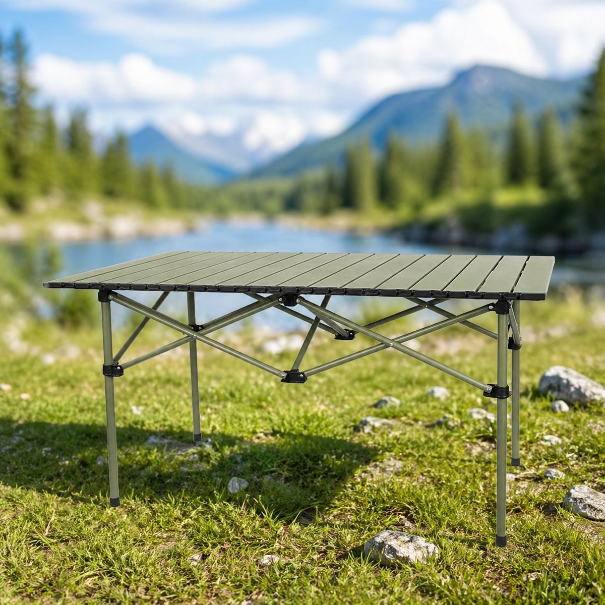 Camping Folding Metal Table 55x95x50cm