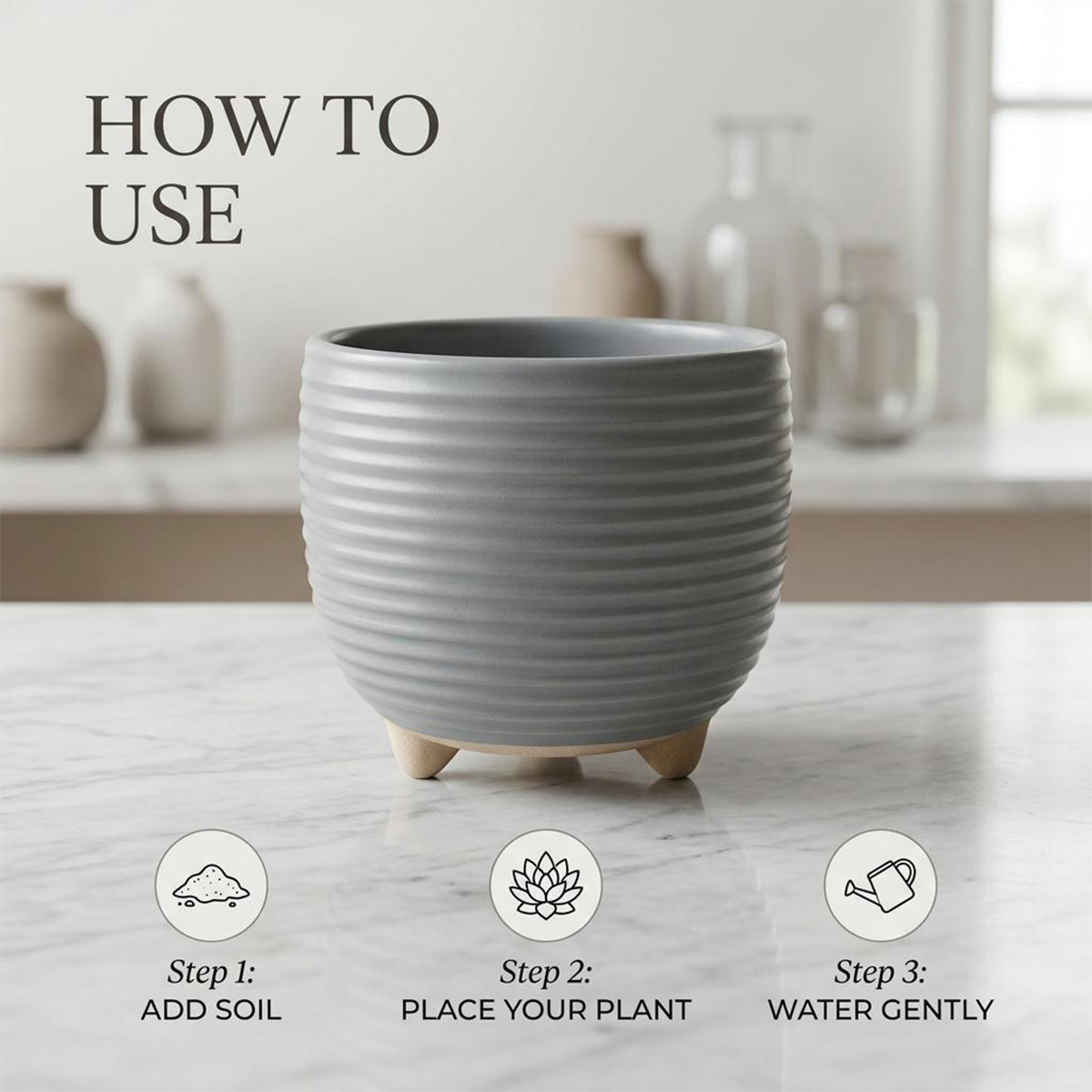 Ceramic Pot Small Grey