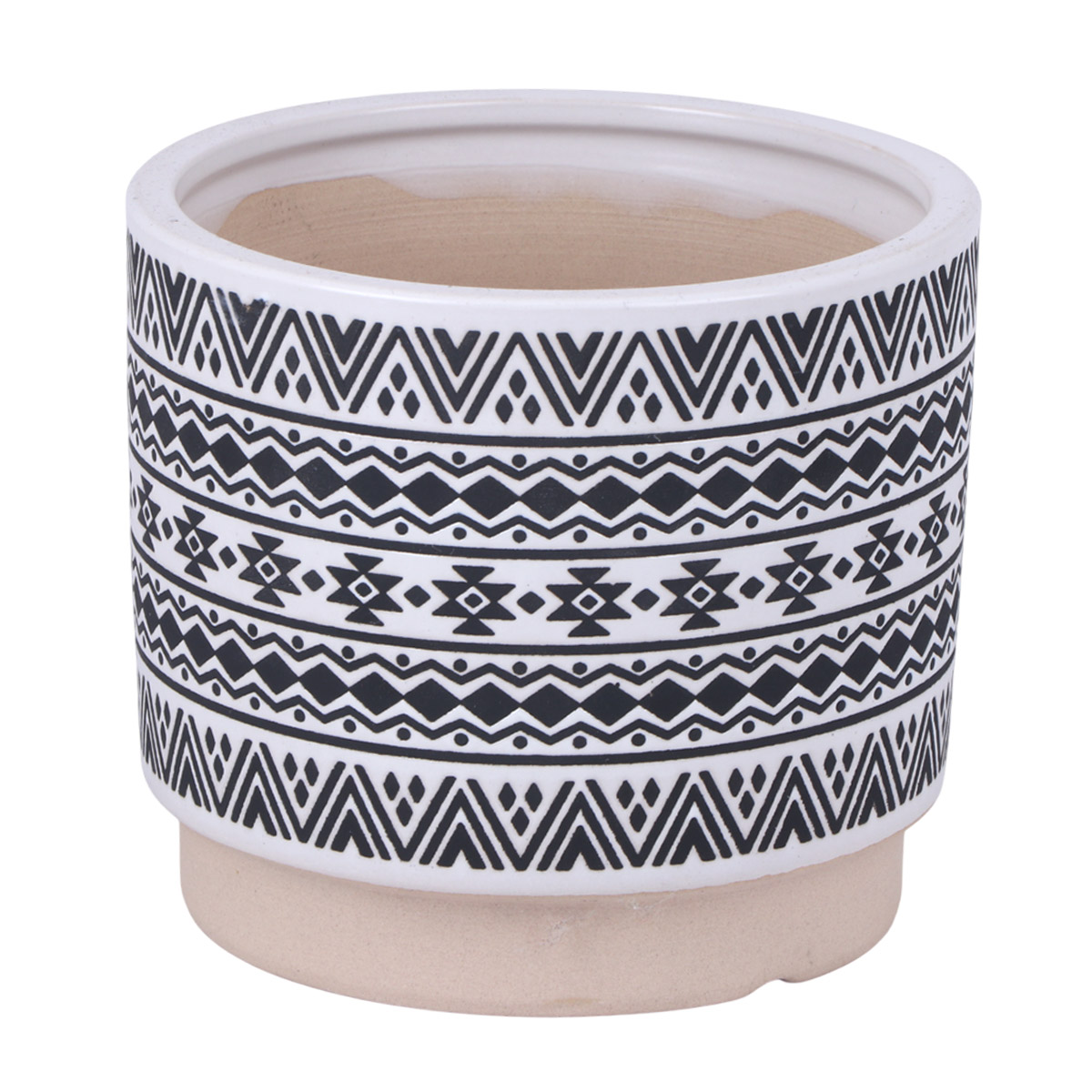 Ceramic Flower Pot Black and White