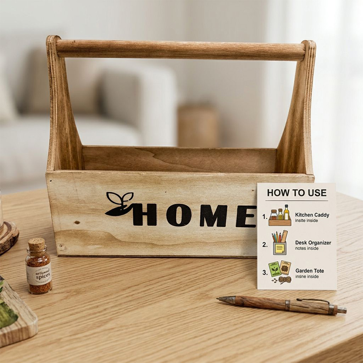 Flower Pot Wood With Handle
