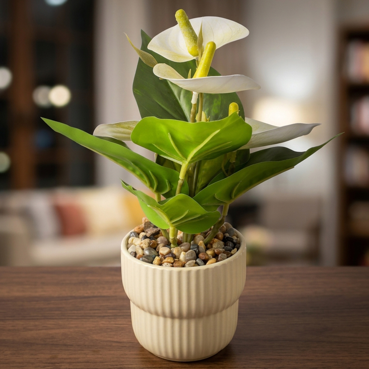 Table Flower Anthurium Artificial Plant Ceramic Pot