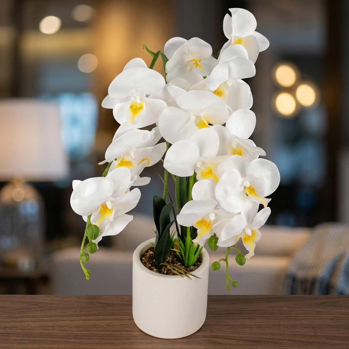 Table Flower White Artificial Orchid 72cm