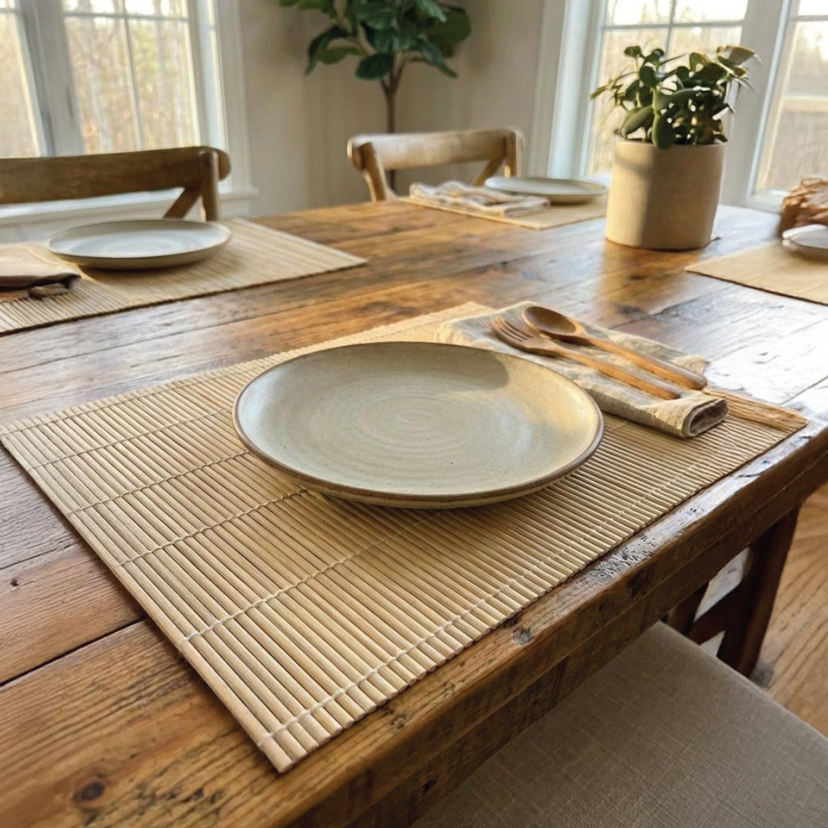 Bamboo Place Mat For Dining Table 30X45cm 4 Pieces