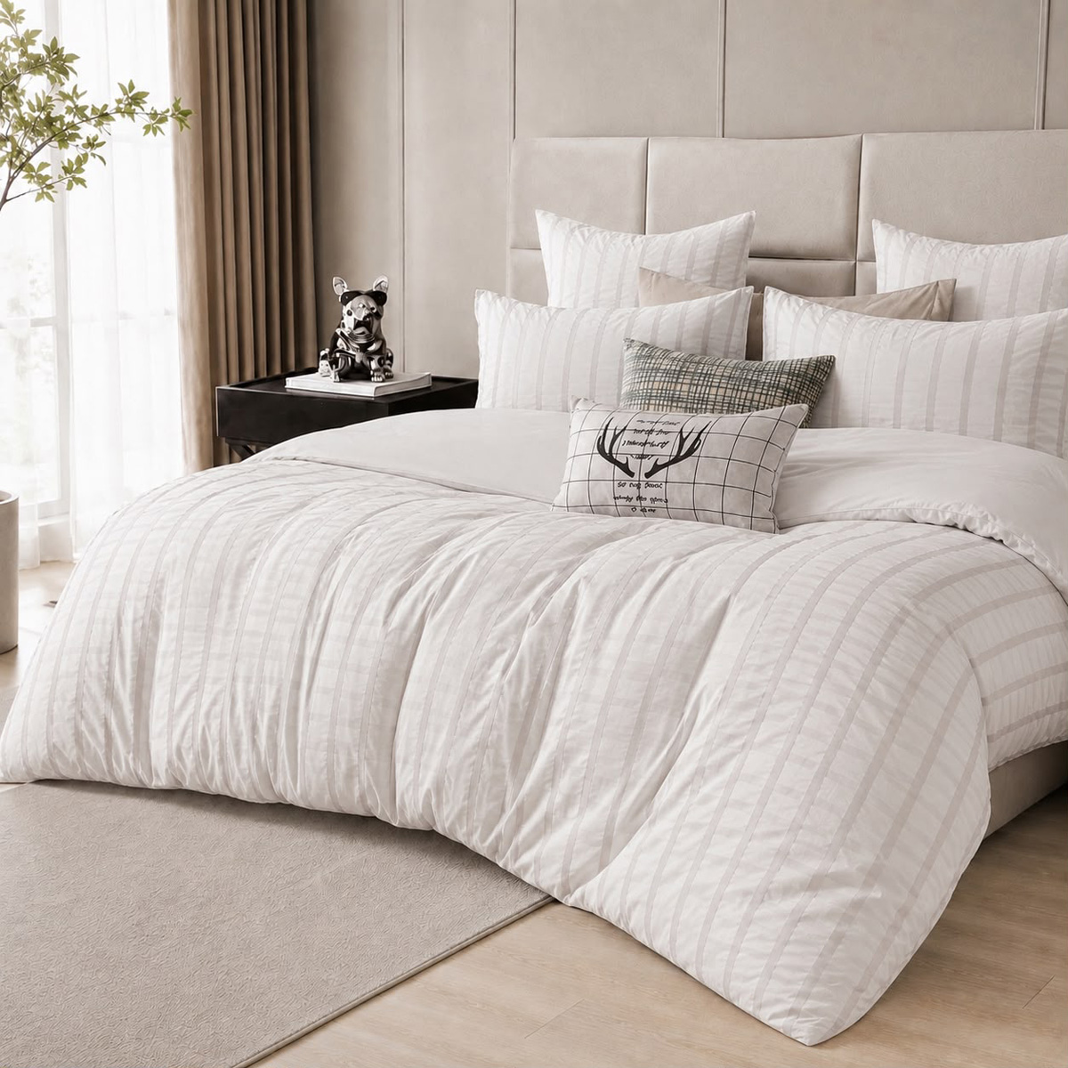 White Cotton Jacquard Comforter Set