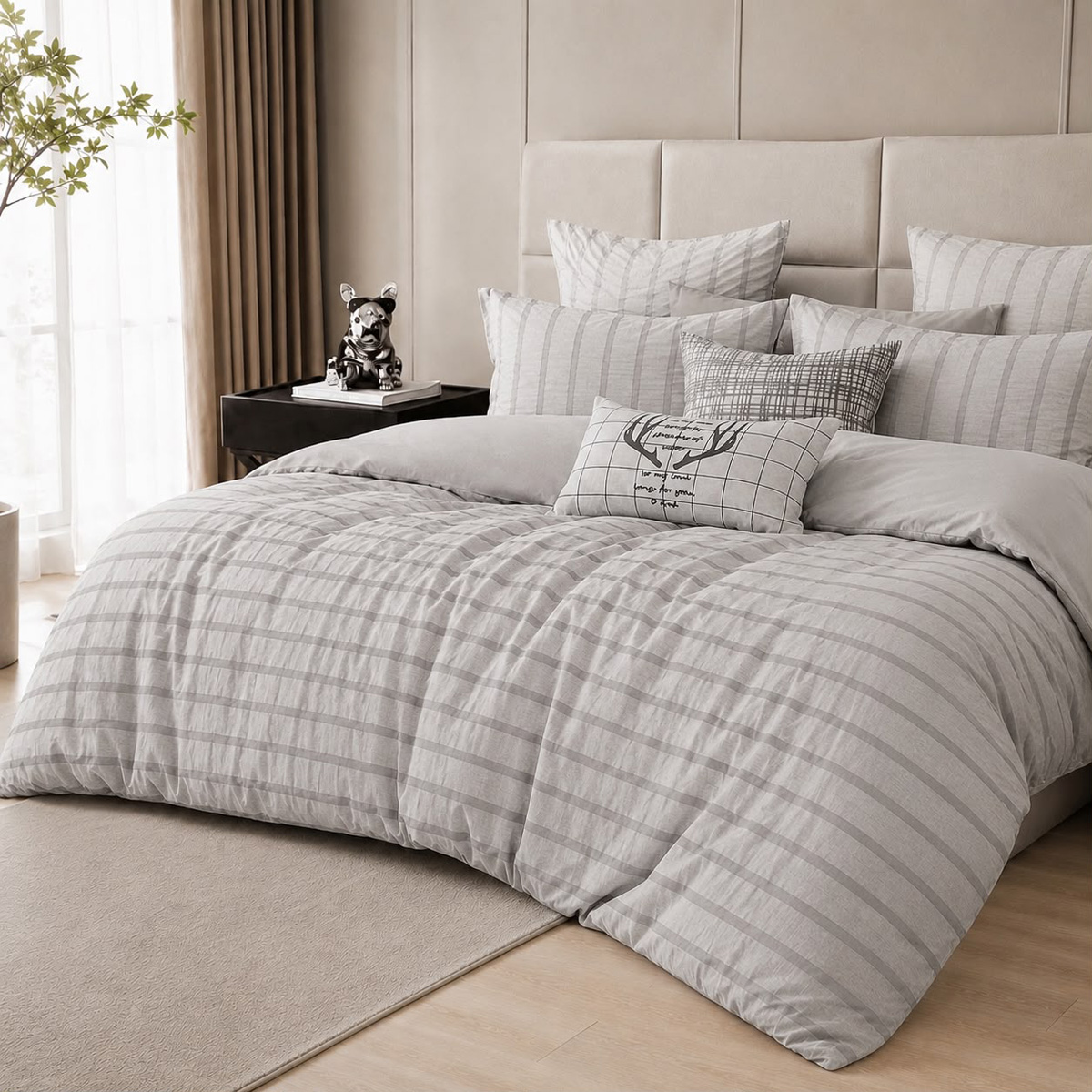 Neutral Striped Comforter Set