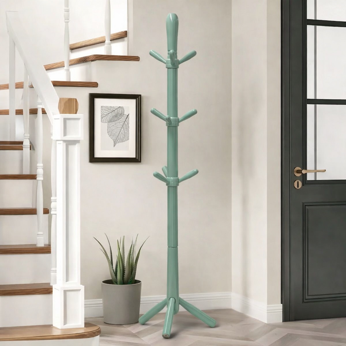 Wood Cloth Hanger Glassy Blue