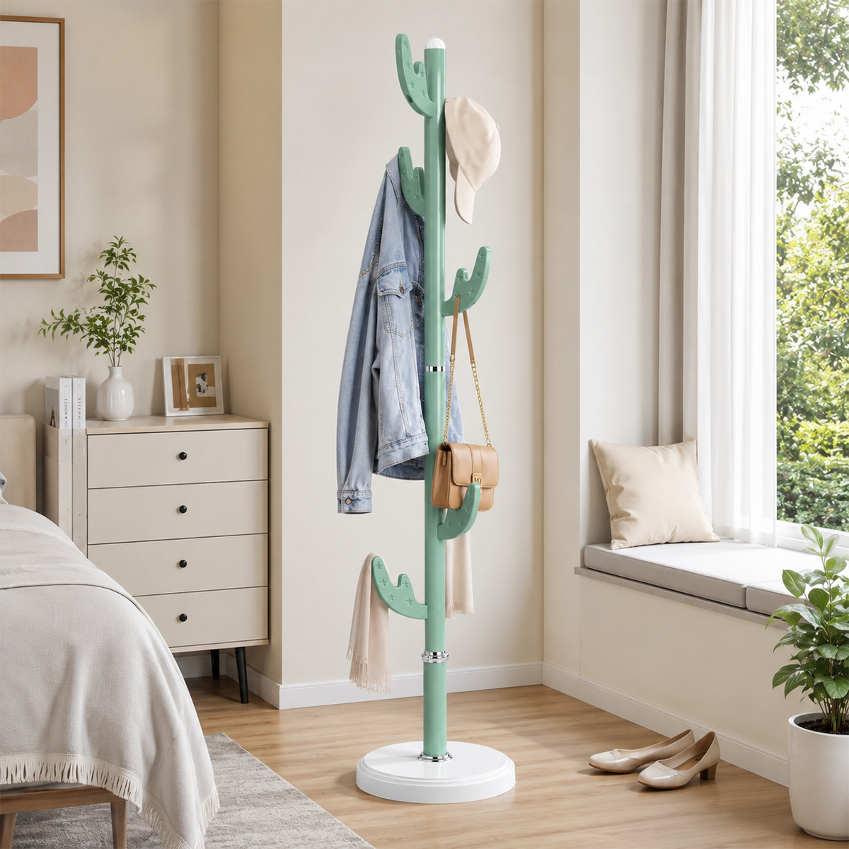 Self Stand Clothes Hanger Green