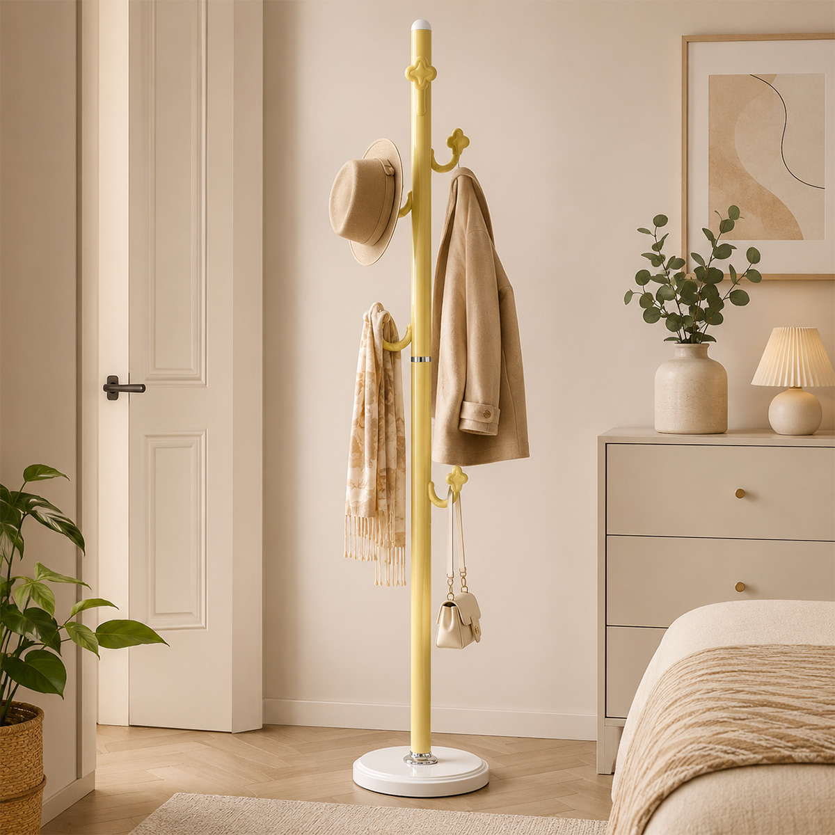 Self Stand Clothes Hanger Yellow