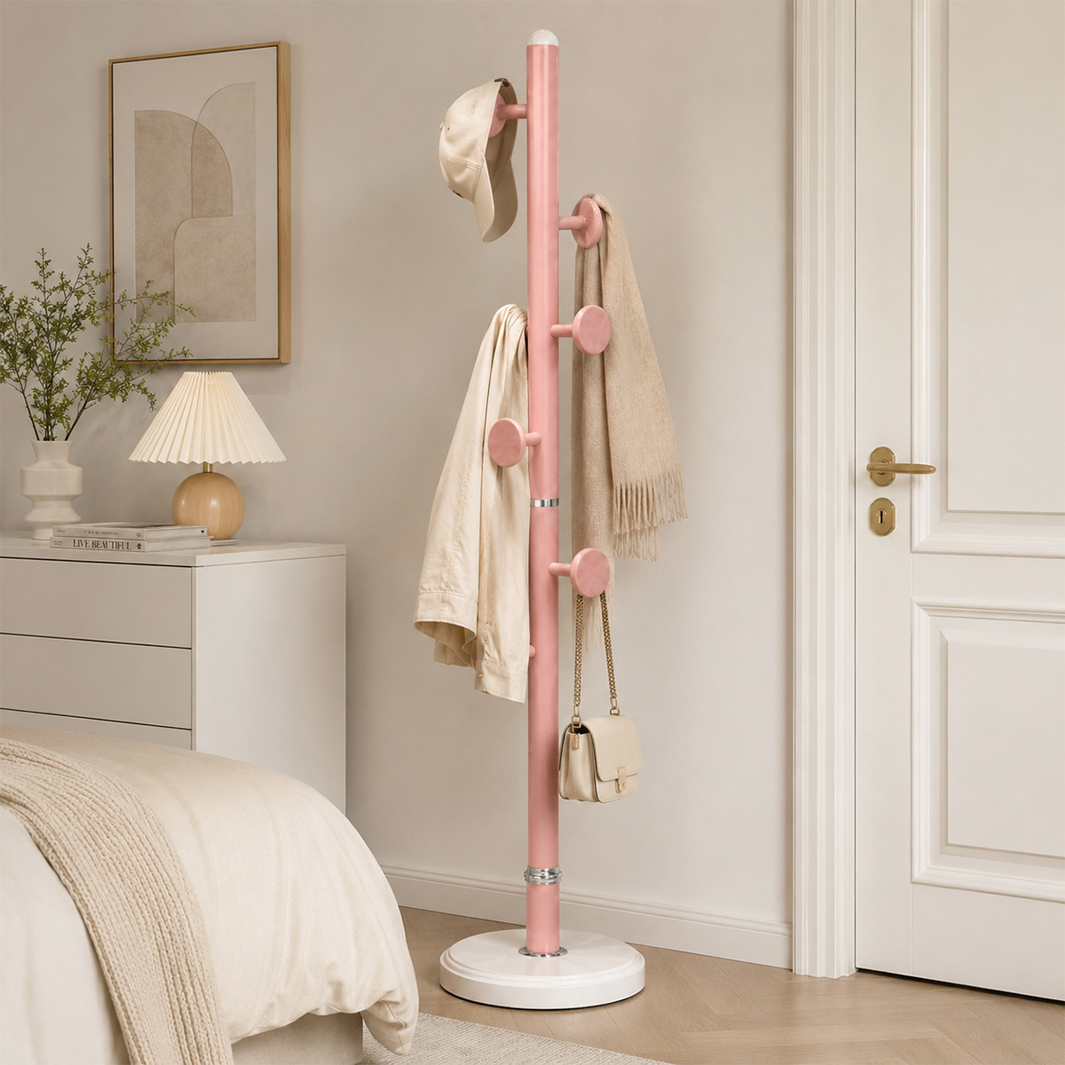 Self Stand Clothes Hanger Pink