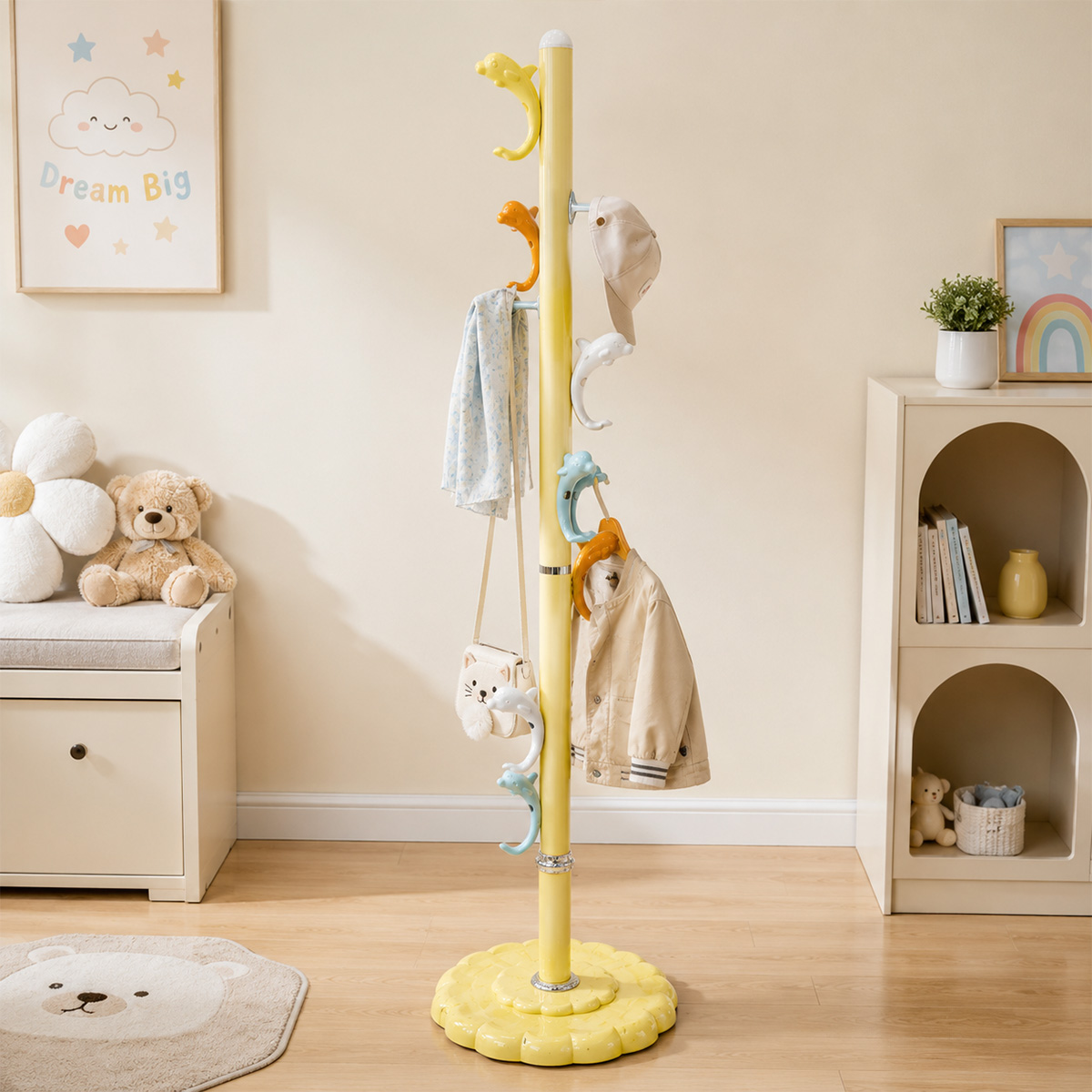 Kids Self Stand Clothes Hanger Yellow