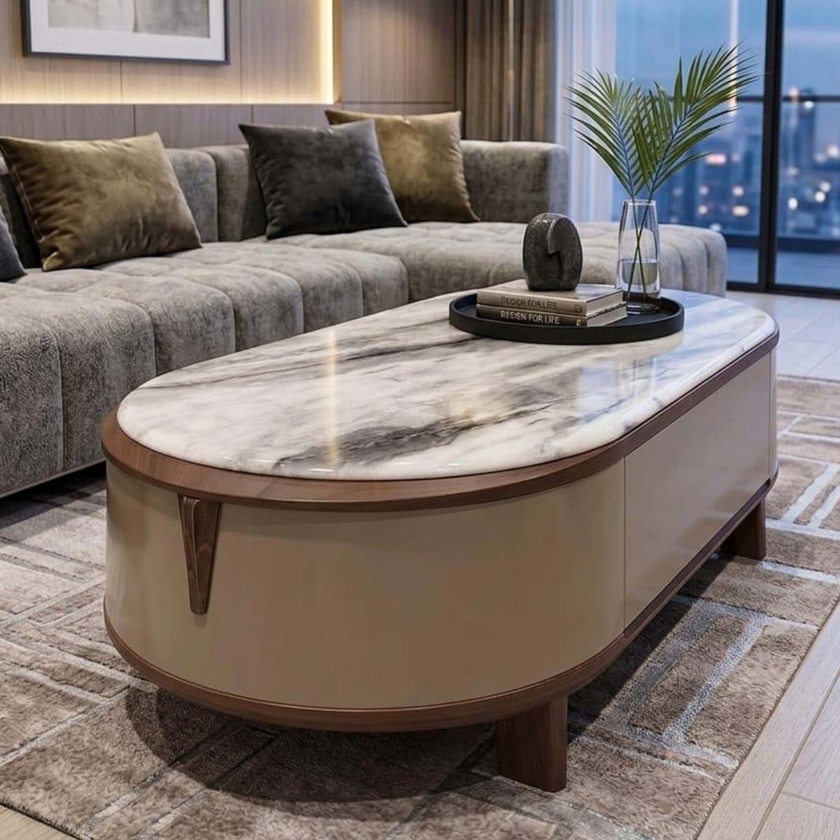 Tea Table Marble Single