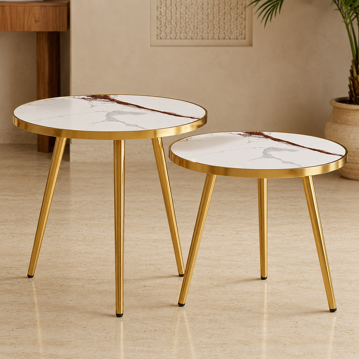 Tea Table Wood Set Modern Round