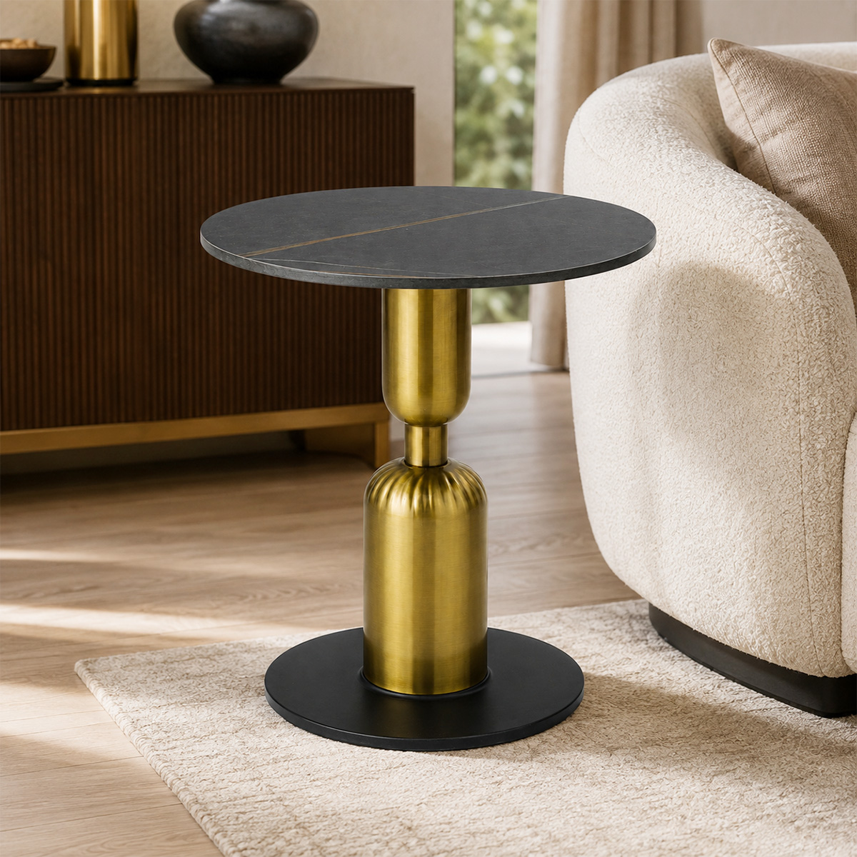 Single Round Marble Tea Table