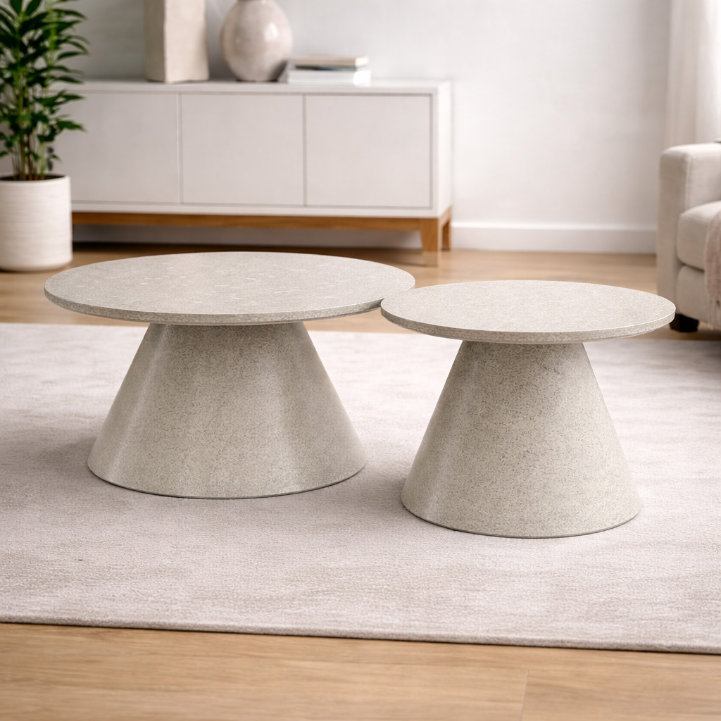 Tea Table Wood Set Round Grey