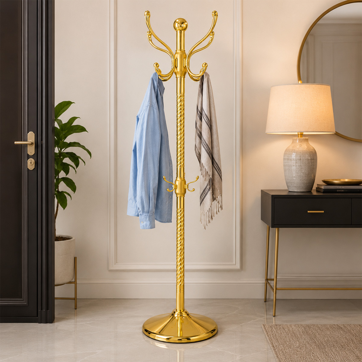 Metal Golden Color Self Stand Clothes Hanger