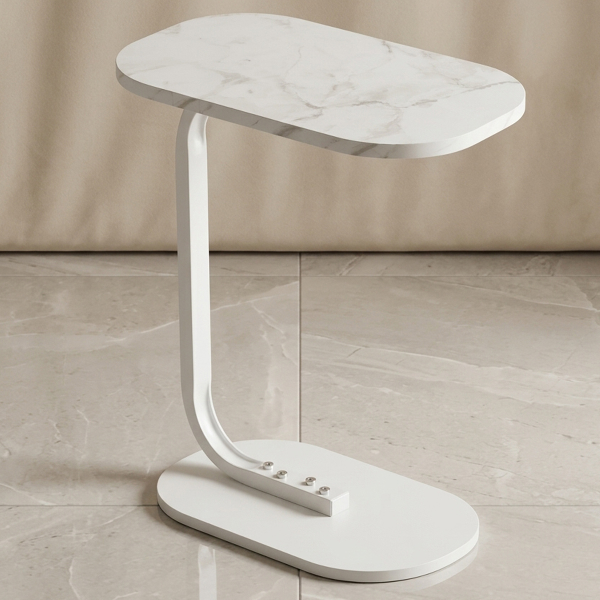 Side Table C Shape Light White