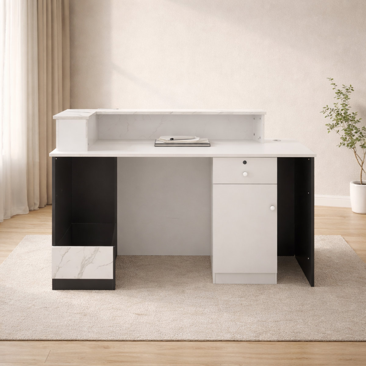 Reception Table Wood White Black | Furniture | Office Furniture | Reception Enclosure Reception Table Wood White Black | Furniture | Office Furniture | Reception Enclosure