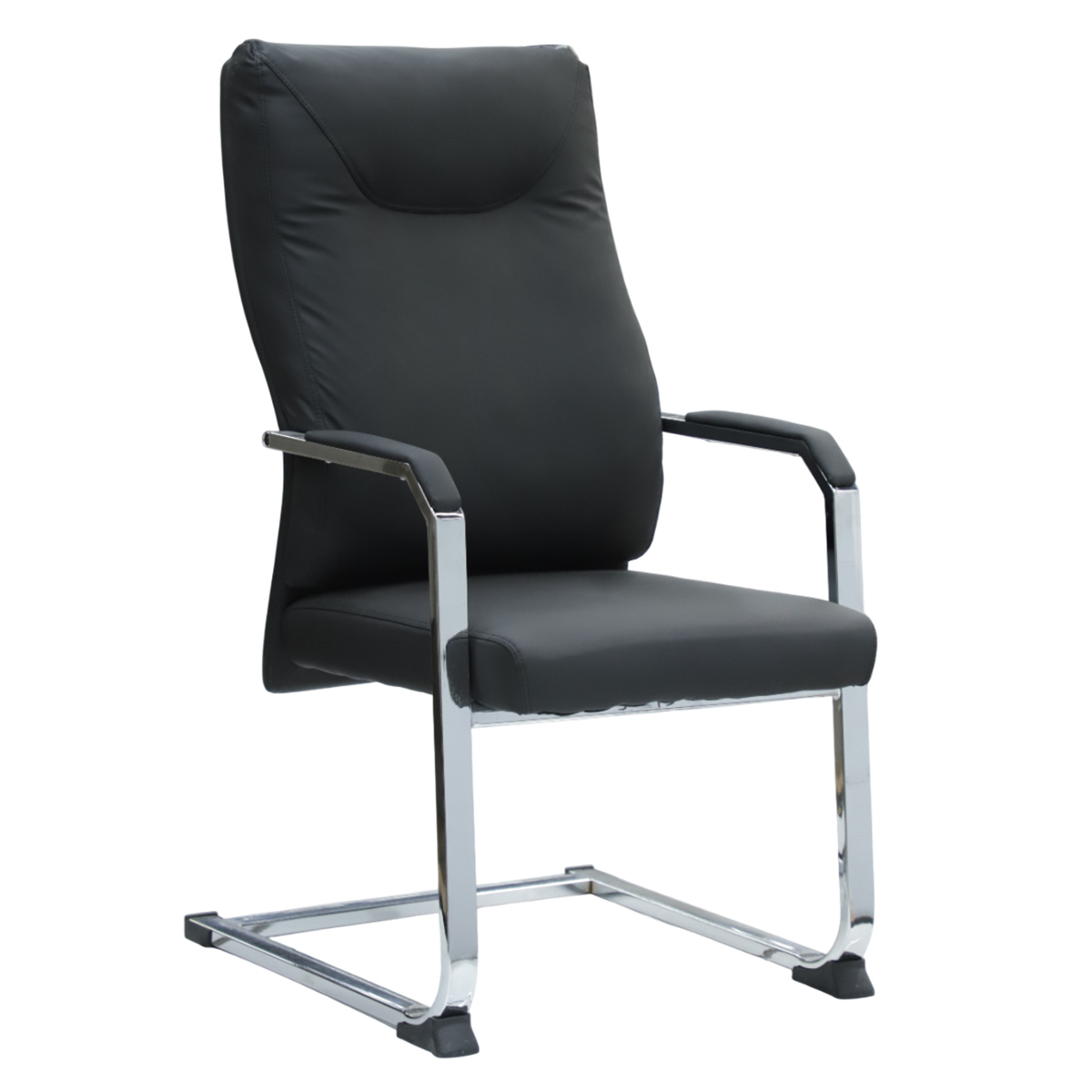 Visitor Chair Leather Black