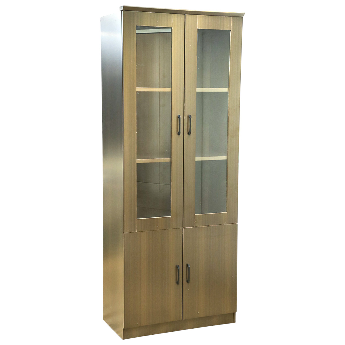 Book Cabinet Wood 2 Door Brown