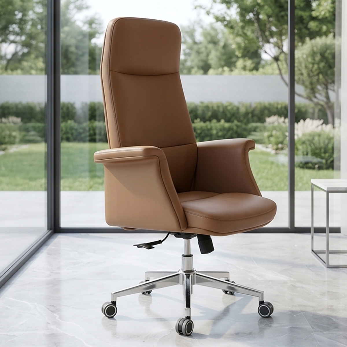 Office Chair Adjustable High Back Leather