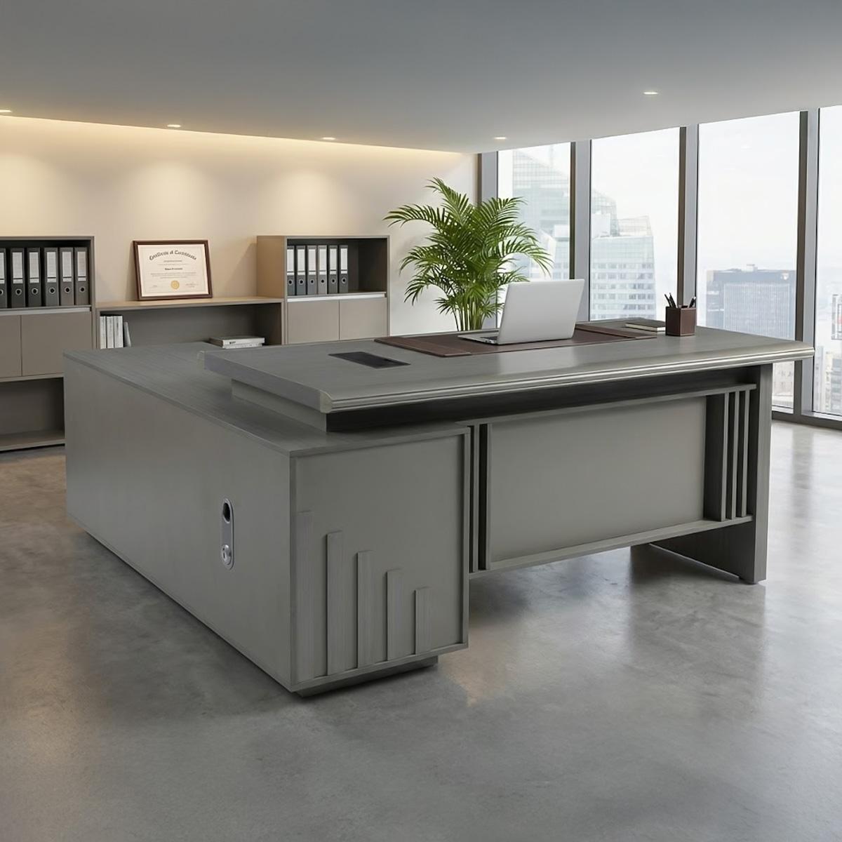 Modern Office Table 1.6 Meter Grey