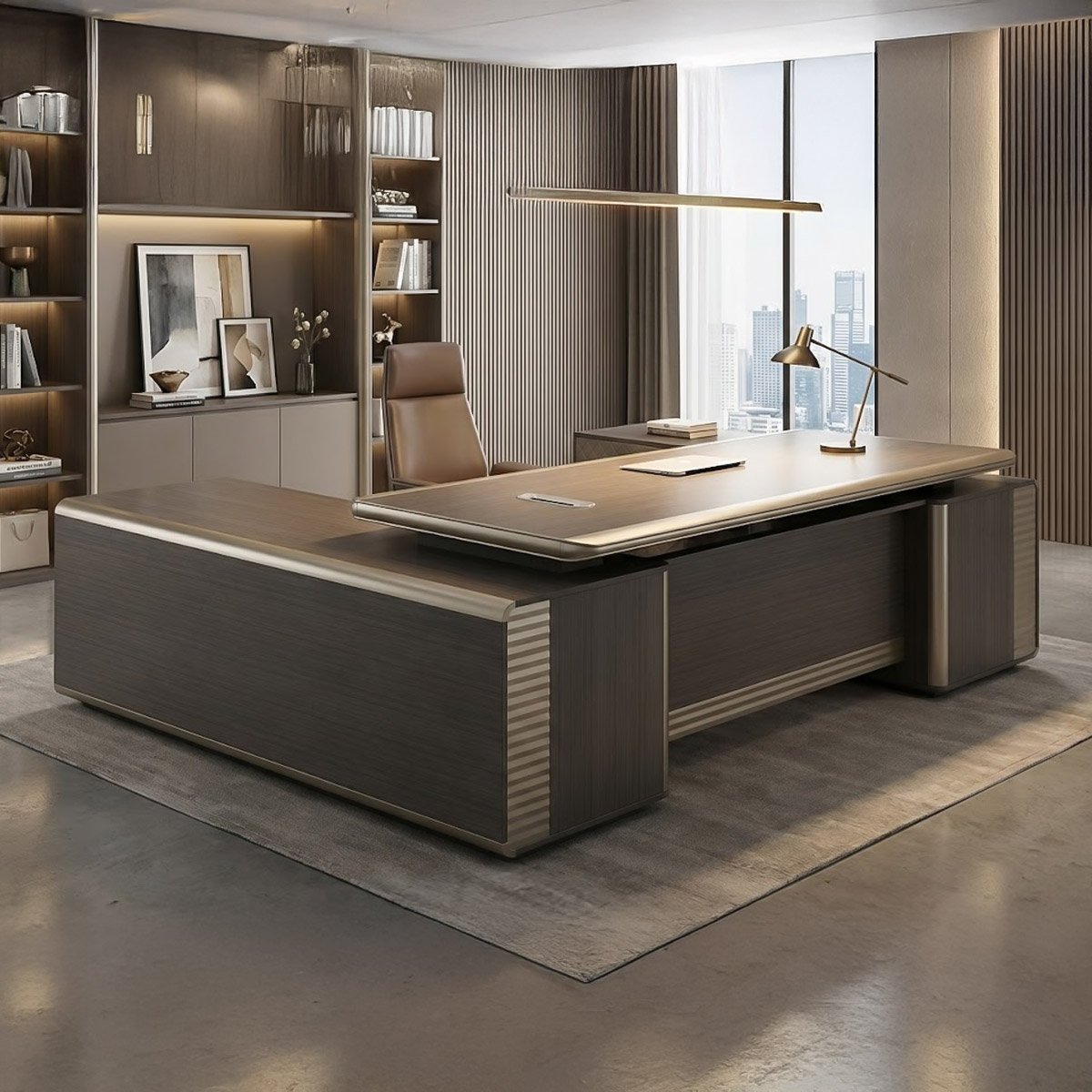 Modern Office Table 2.4 Meter Grey