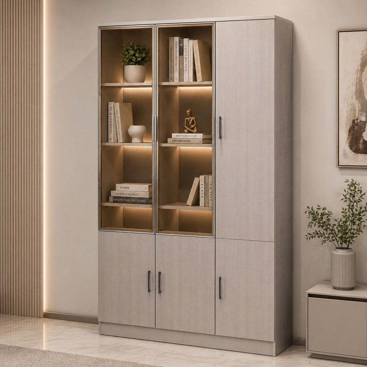 Wooden Book Cabinet 3 Doors