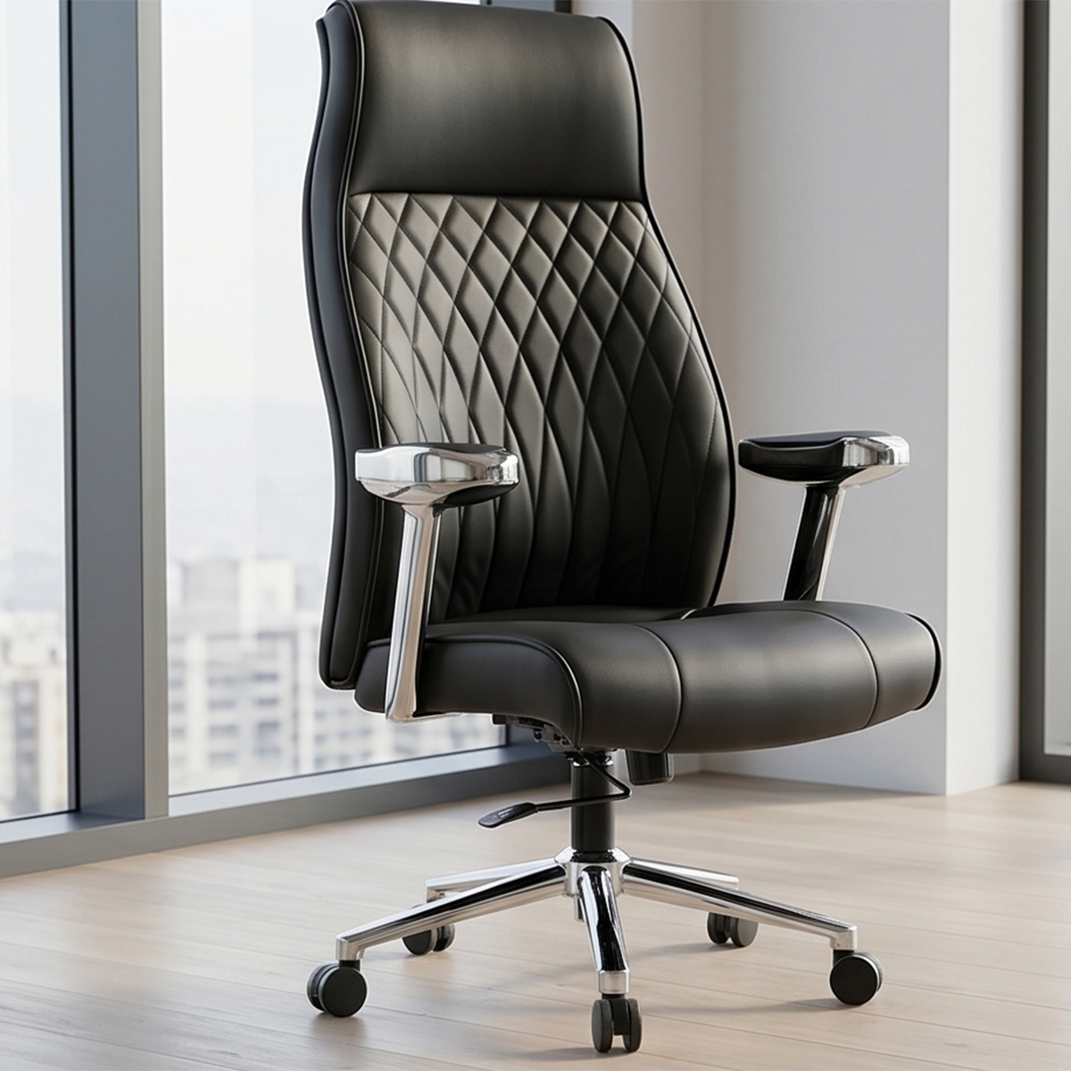 Office Chair Adjustable High Back Leather