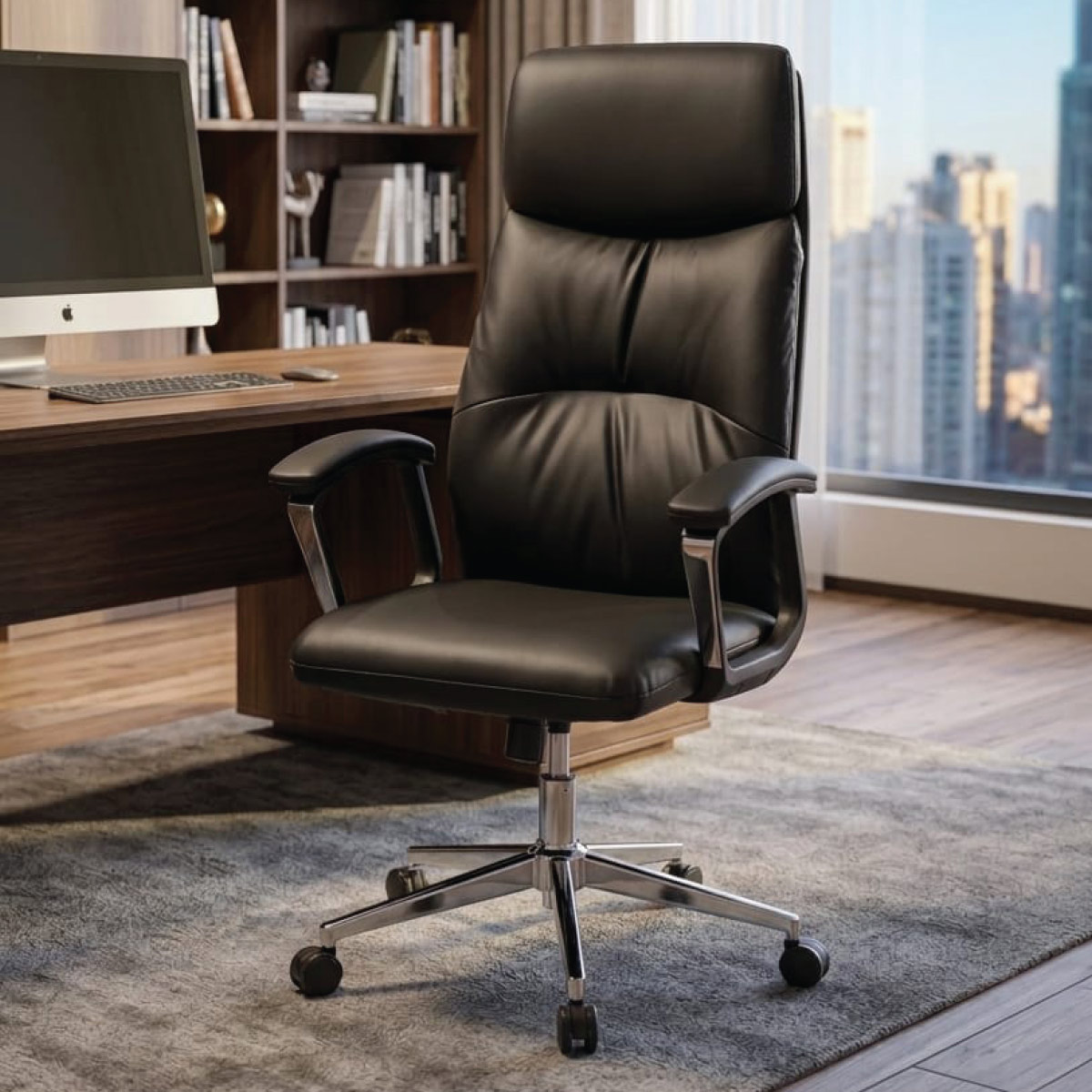 Office Chair Adjustable High Back Leather