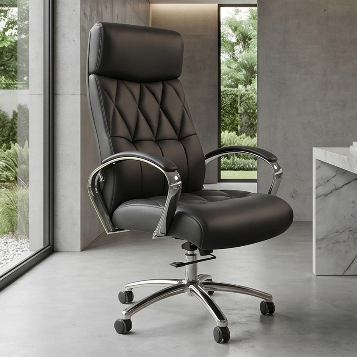 Office Chair Adjustable High Back Leather