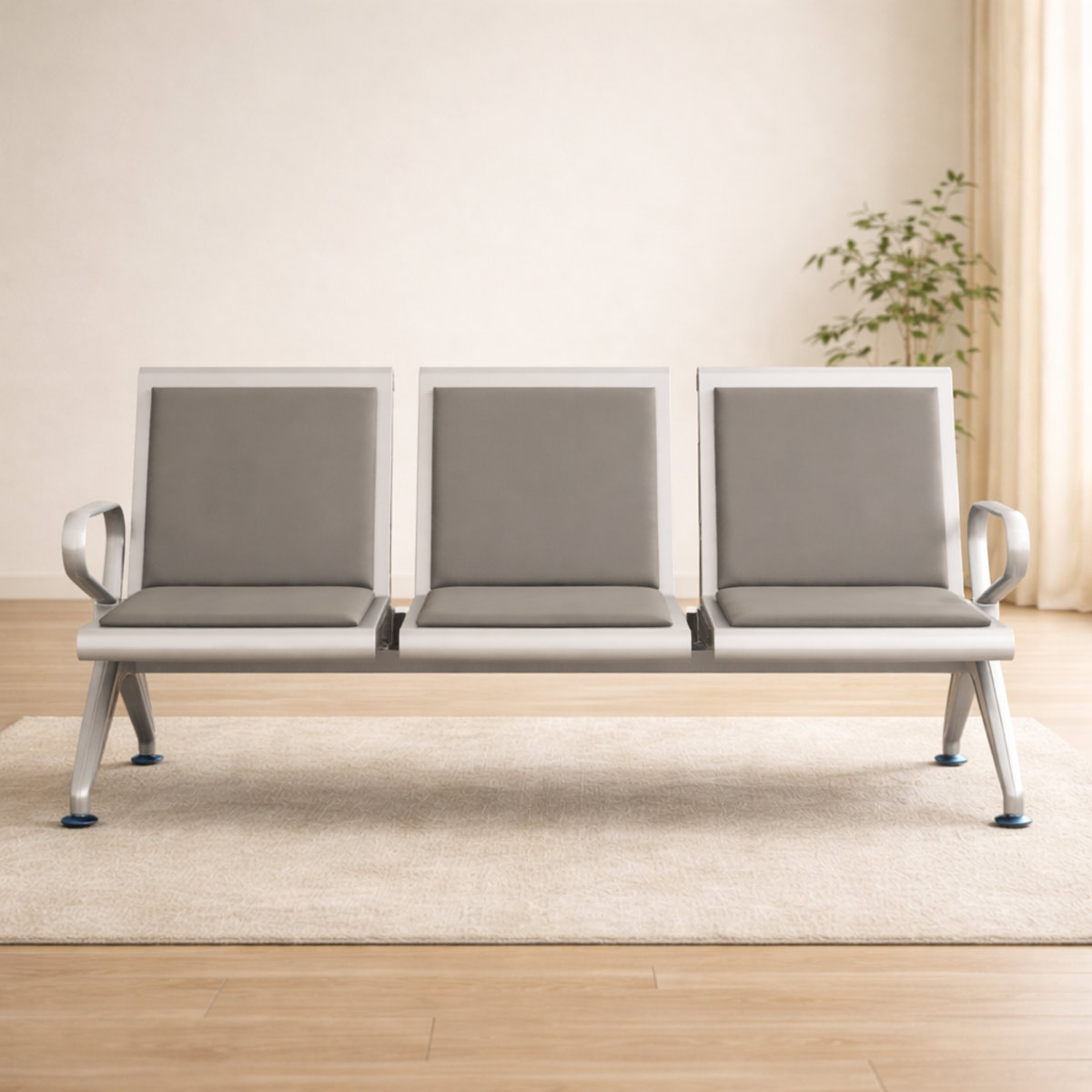 Reception Visitor Sofa Metal 3 Seater Gray