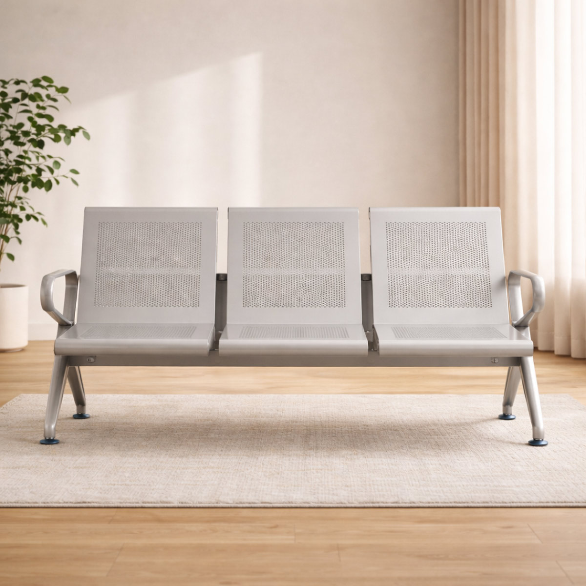 Reception Visitor Sofa Metal 3 Seater Gray
