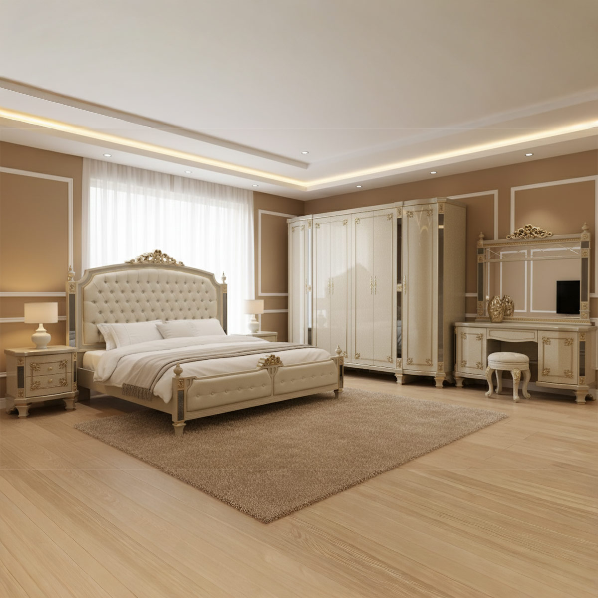 Orlida Classic Bedroom Set 9098 200x200cm Beige