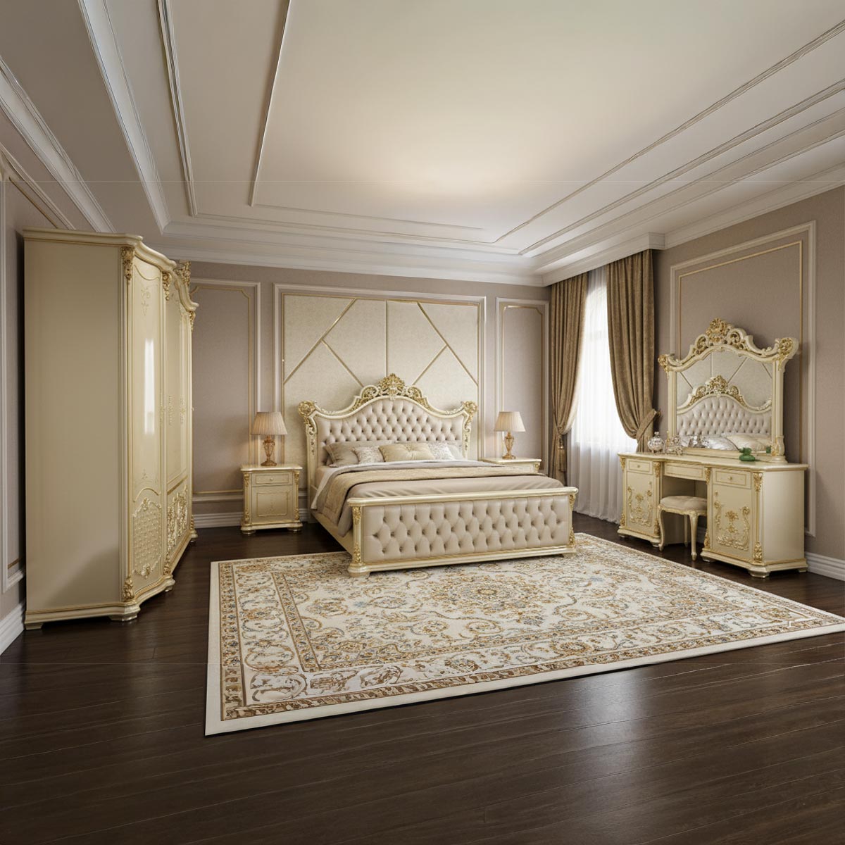 Orlida Classic Bedroom Set 9086 180x200cm Beige