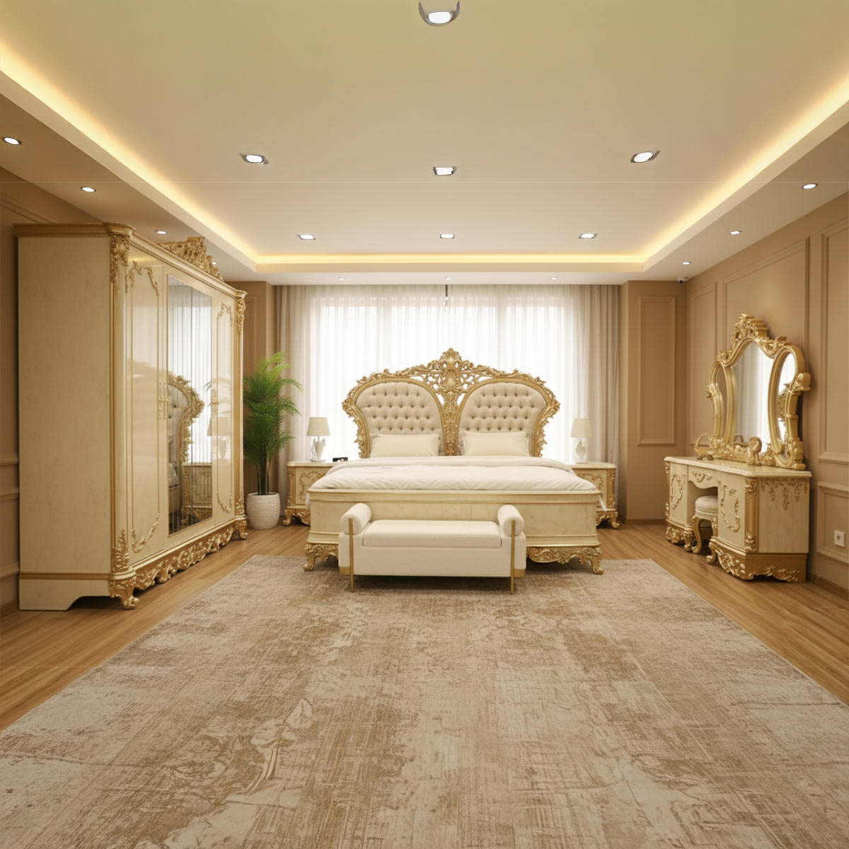 Orlida Classic Bedroom Set 9102 200x200cm Beige