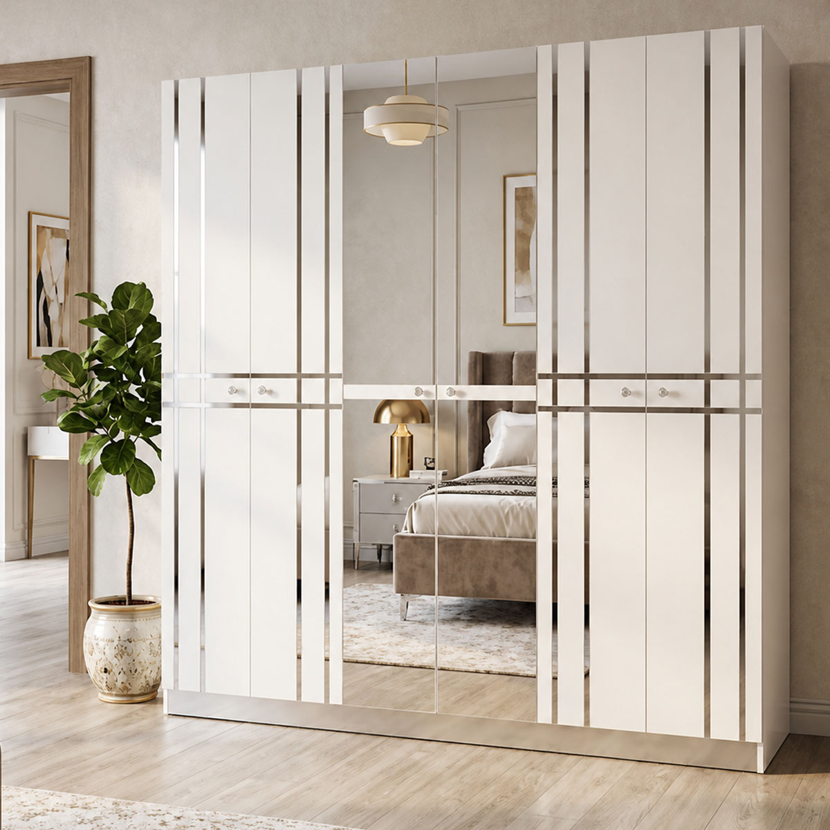 Wooden Wardrobe With 6 Doors