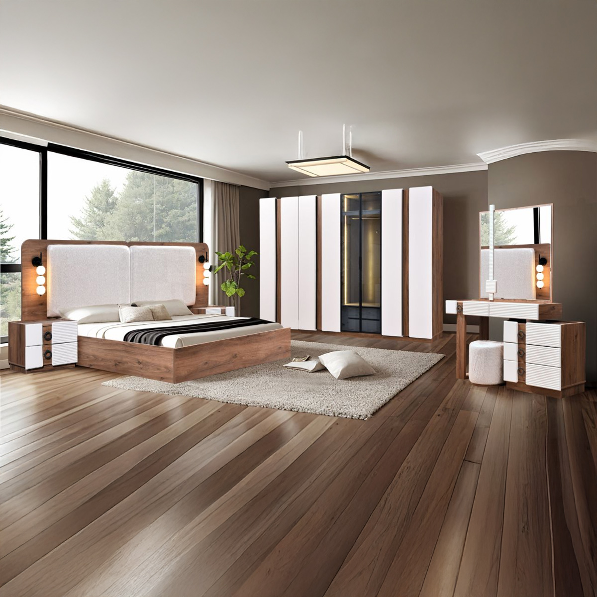 طقم غرفة نوم تايلور مودرن مزدوج (سرير 180×200 سم، خزانة ملابس بثمانية أبواب، طاولة تزيين، منضدة جانبية) أبيض | أثاث | أثاث غرفة النوم | أطقم غرف نوم طقم غرفة نوم تايلور مودرن مزدوج (سرير 180×200 سم، خزانة ملابس بثمانية أبواب، طاولة تزيين، منضدة جانبية) أبيض | أثاث | أثاث غرفة النوم | أطقم غرف نوم