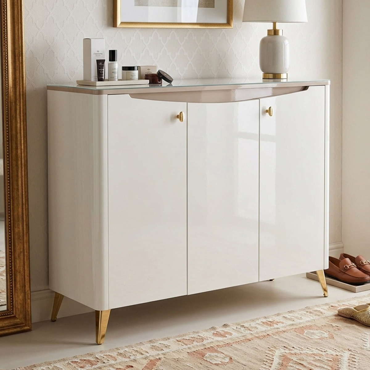 3 Door Shoes Cabinet Modern