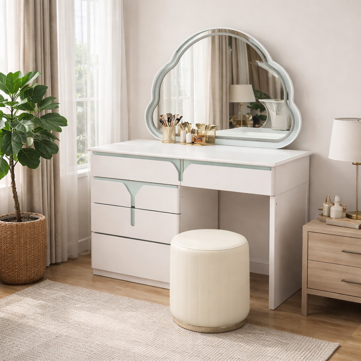 Modern Dressing Table With Stool