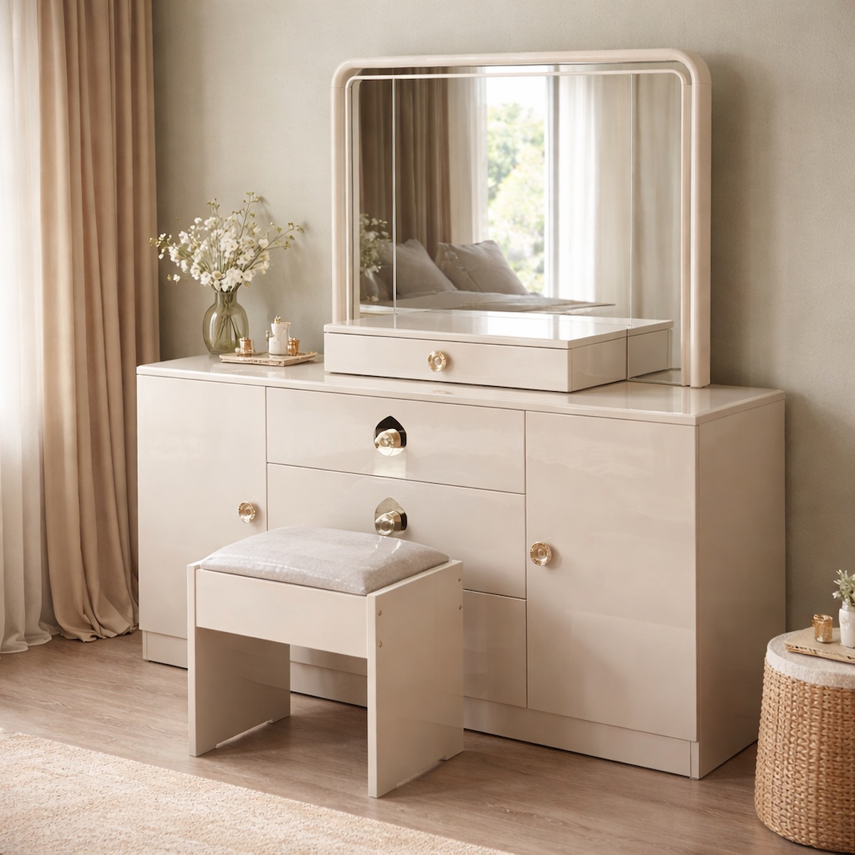 Modern Dressing Table With Stool