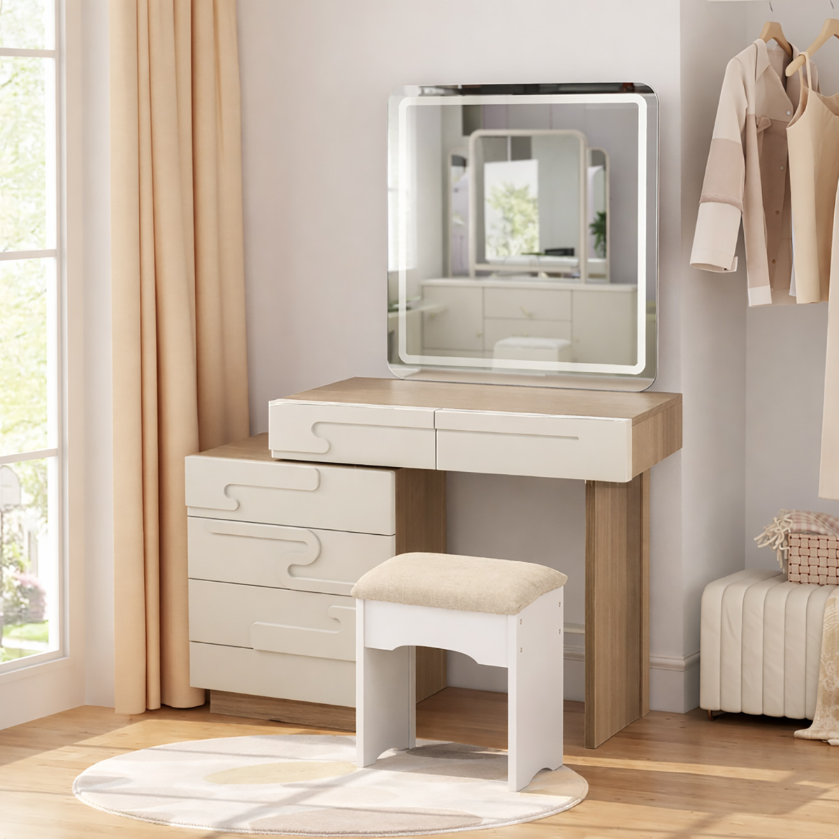 Modern Dressing Table With Stool