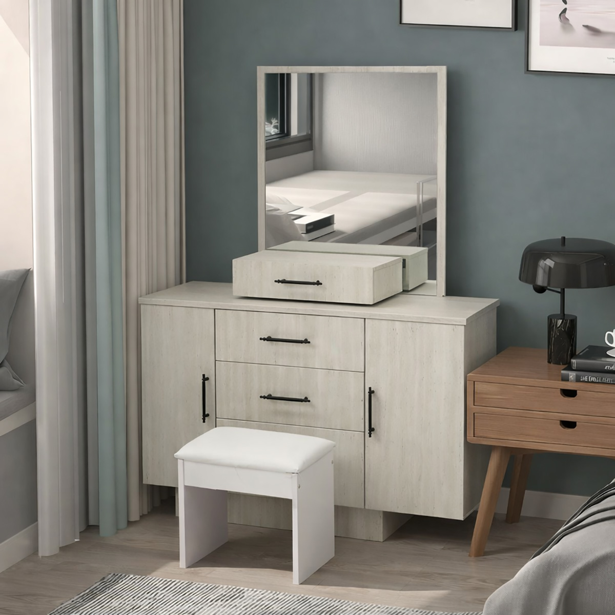 Modern Dressing Table With Stool