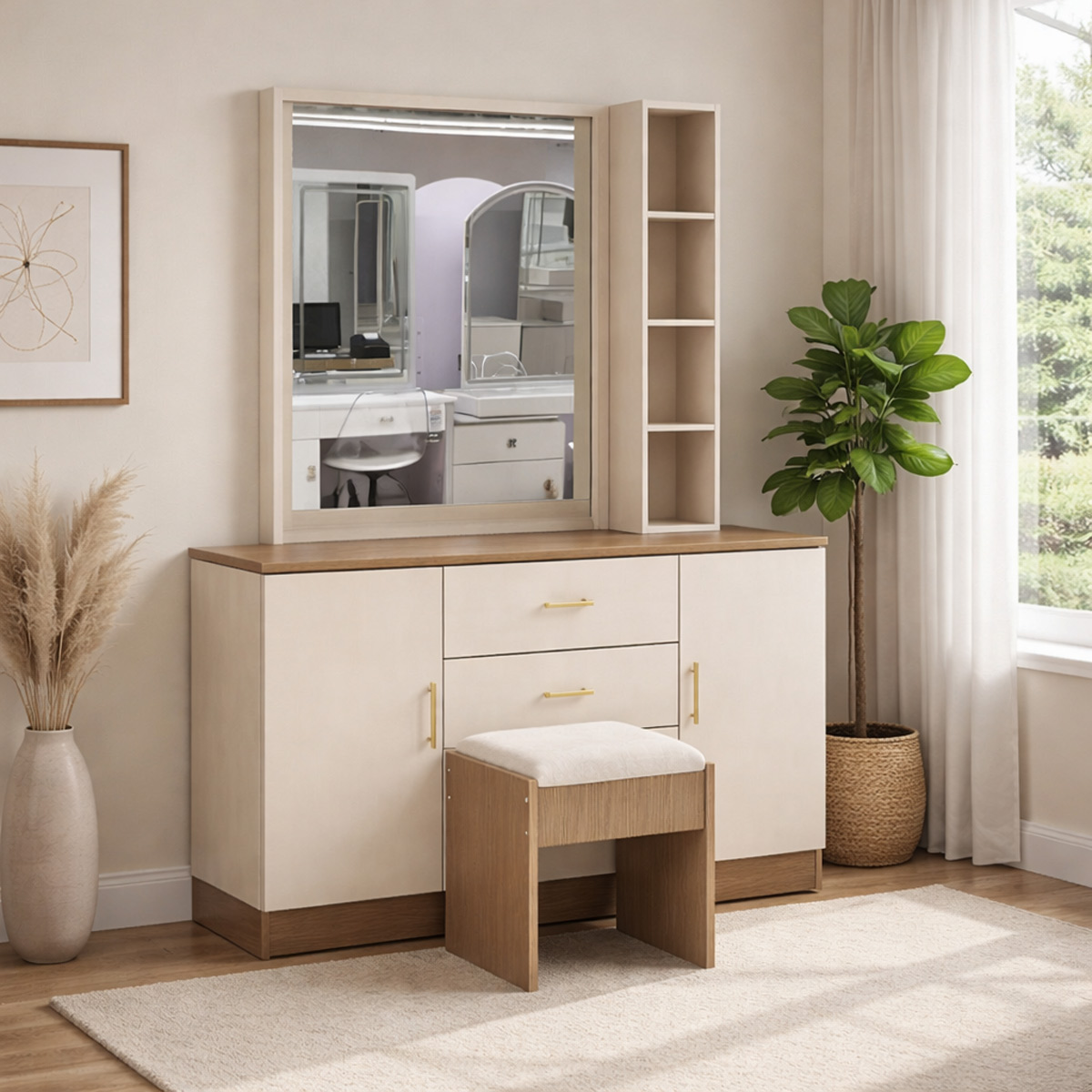 Modern Dressing Table With Stool