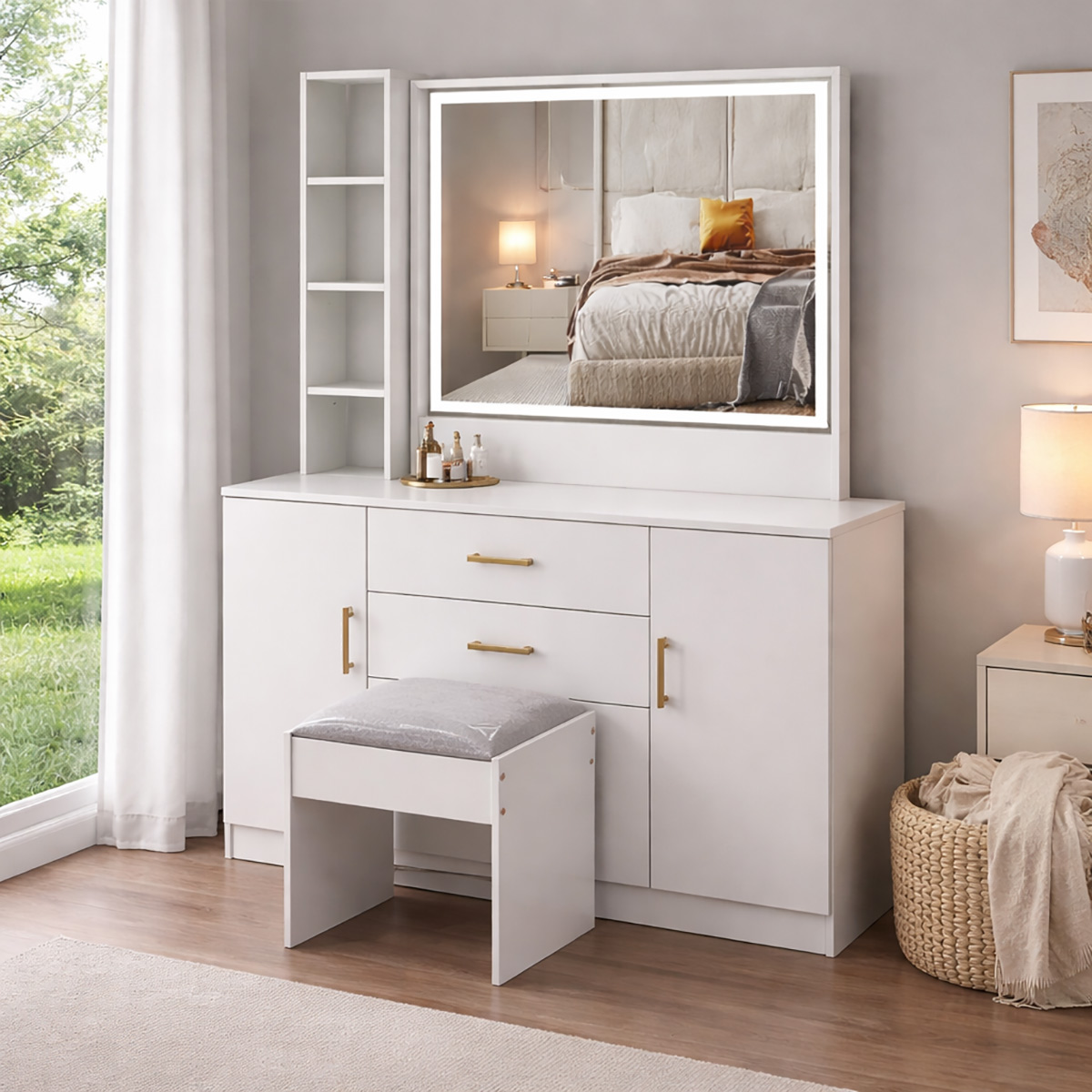 Modern Dressing Table With Stool
