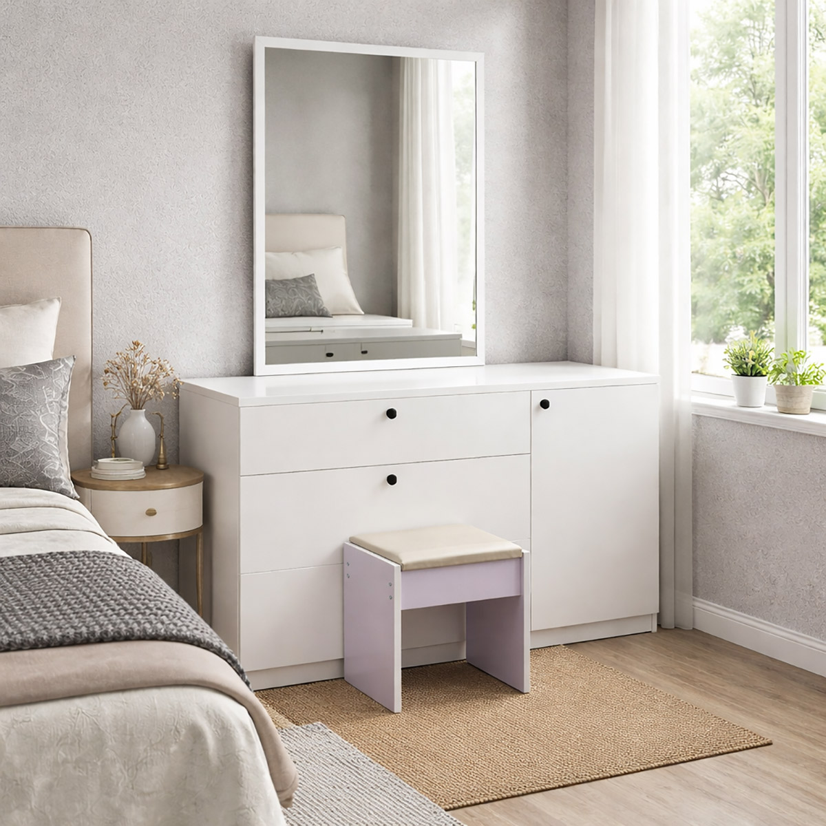 Modern Dressing Table With Stool