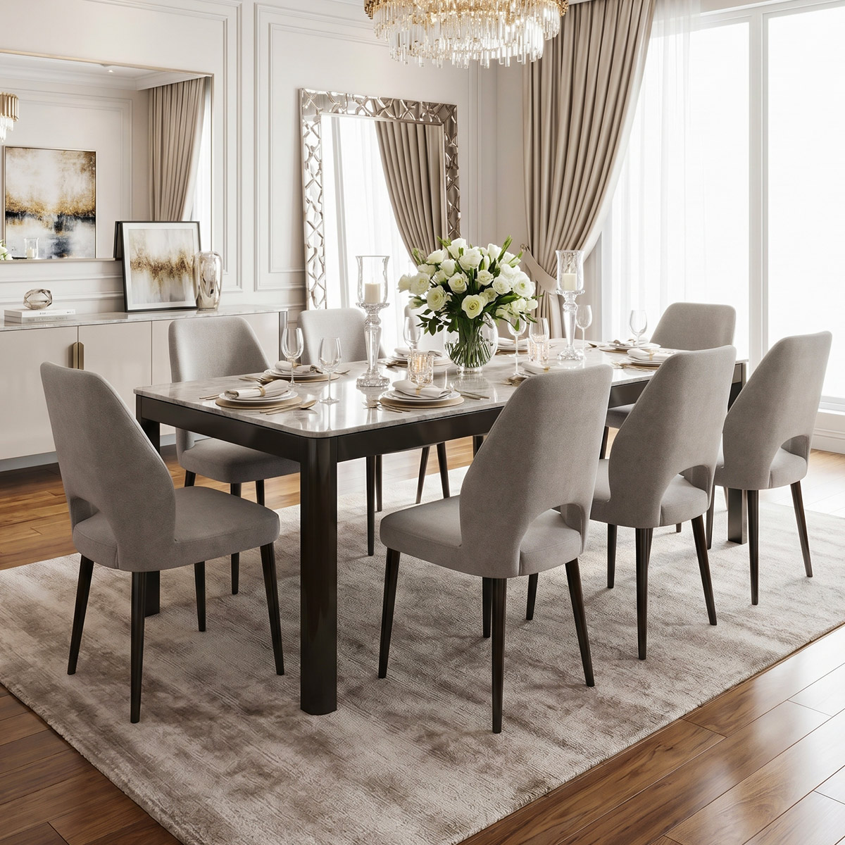 Marble Dining Table Set 1 Table With 8 Chairs