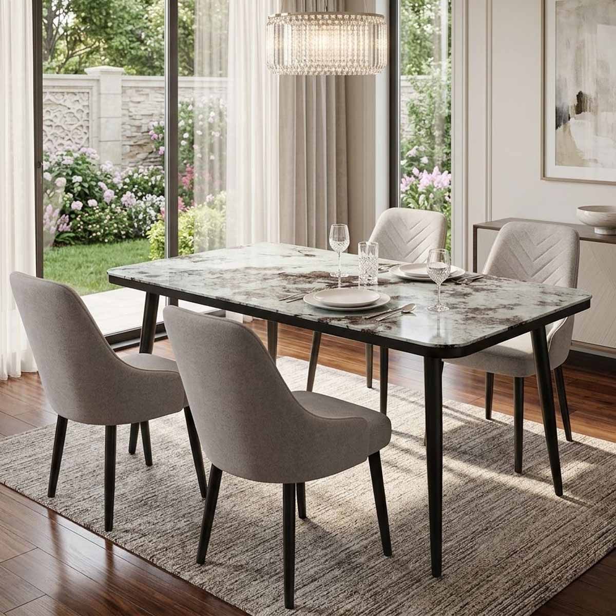 Glass Dining Table Set 1 Table With 4 Chairs