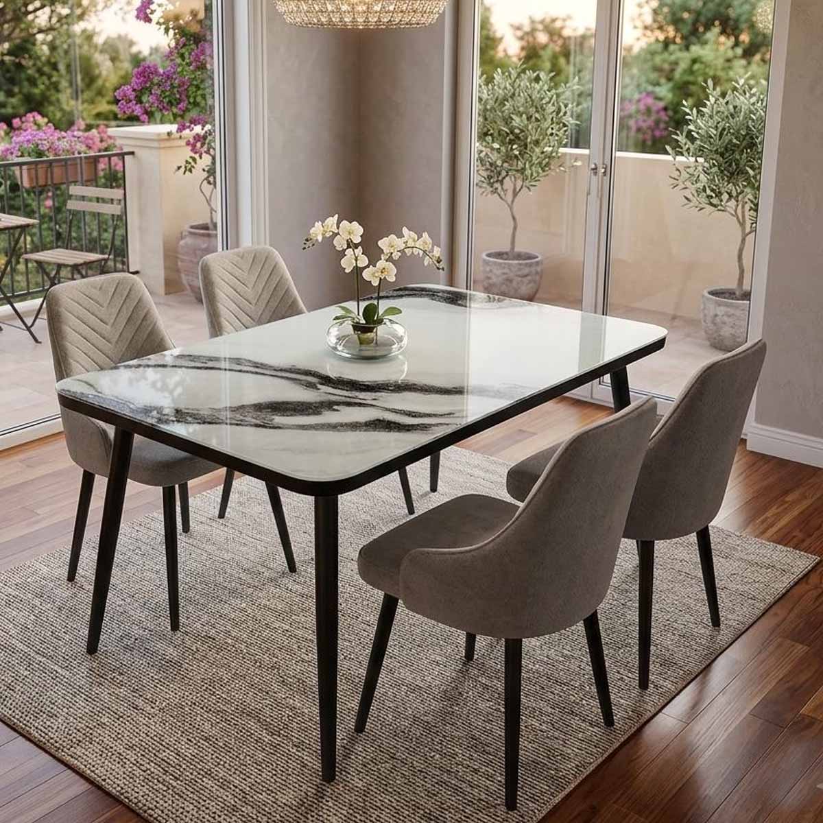 Glass Dining Table Set 1 Table With 4 Chairs | Furniture | Kitchen & Dining Room | Dining Table Sets
