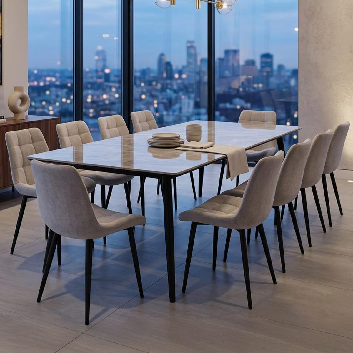 Wooden Dining Table With 10 Chair