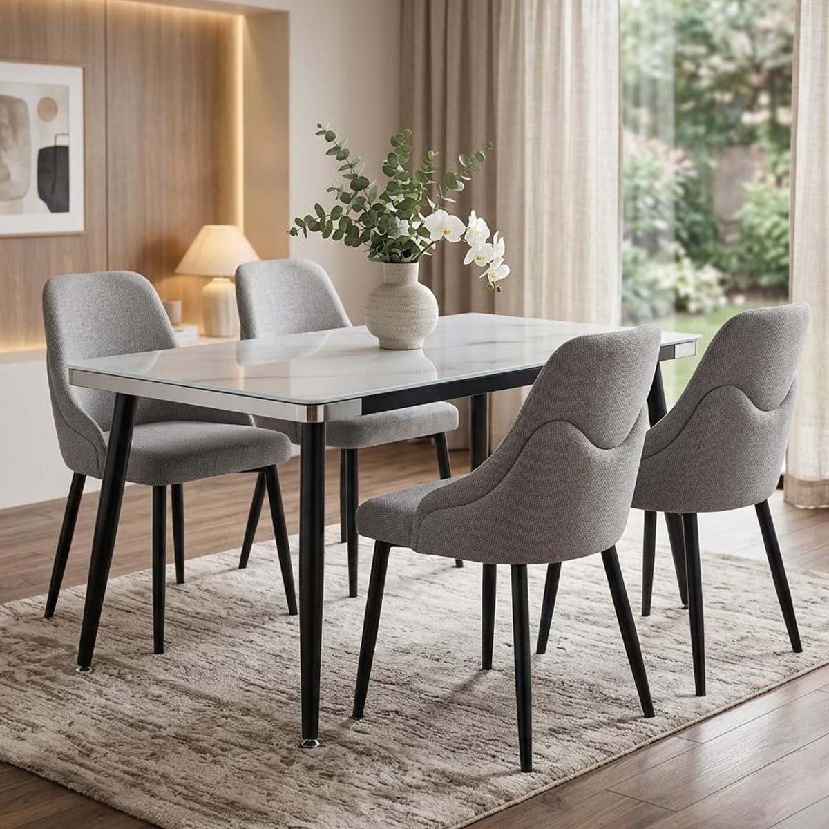 Glass Dining Table Set 1 Table With 4 Chairs | Furniture | Kitchen & Dining Room | Dining Table Sets